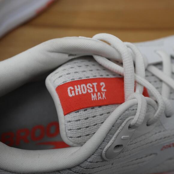 Brooks Shoes Womens 8 Ghost 2 Max White Red Running Sneakers Comfort Athleisure - Picture 9 of 11